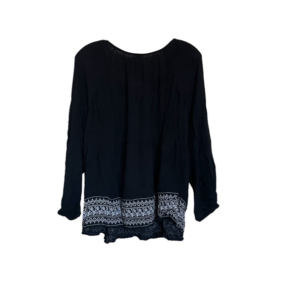 Old Navy Women’s Black and White Pheasant Long Sleeve Top Size Large - Picture 2 of 5